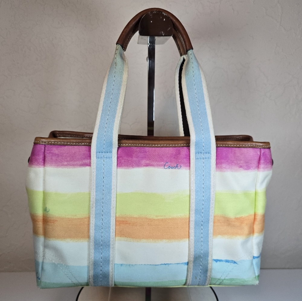 Coach Hampton Multicolor Sherbert Canvas Vintage Tote Bag With COA - Picture 8 of 17